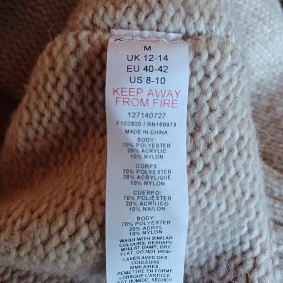 TOPSHOP Medium Women's Beige Sweater, Crop style, Preppy, Collegiate - Picture 4 of 4